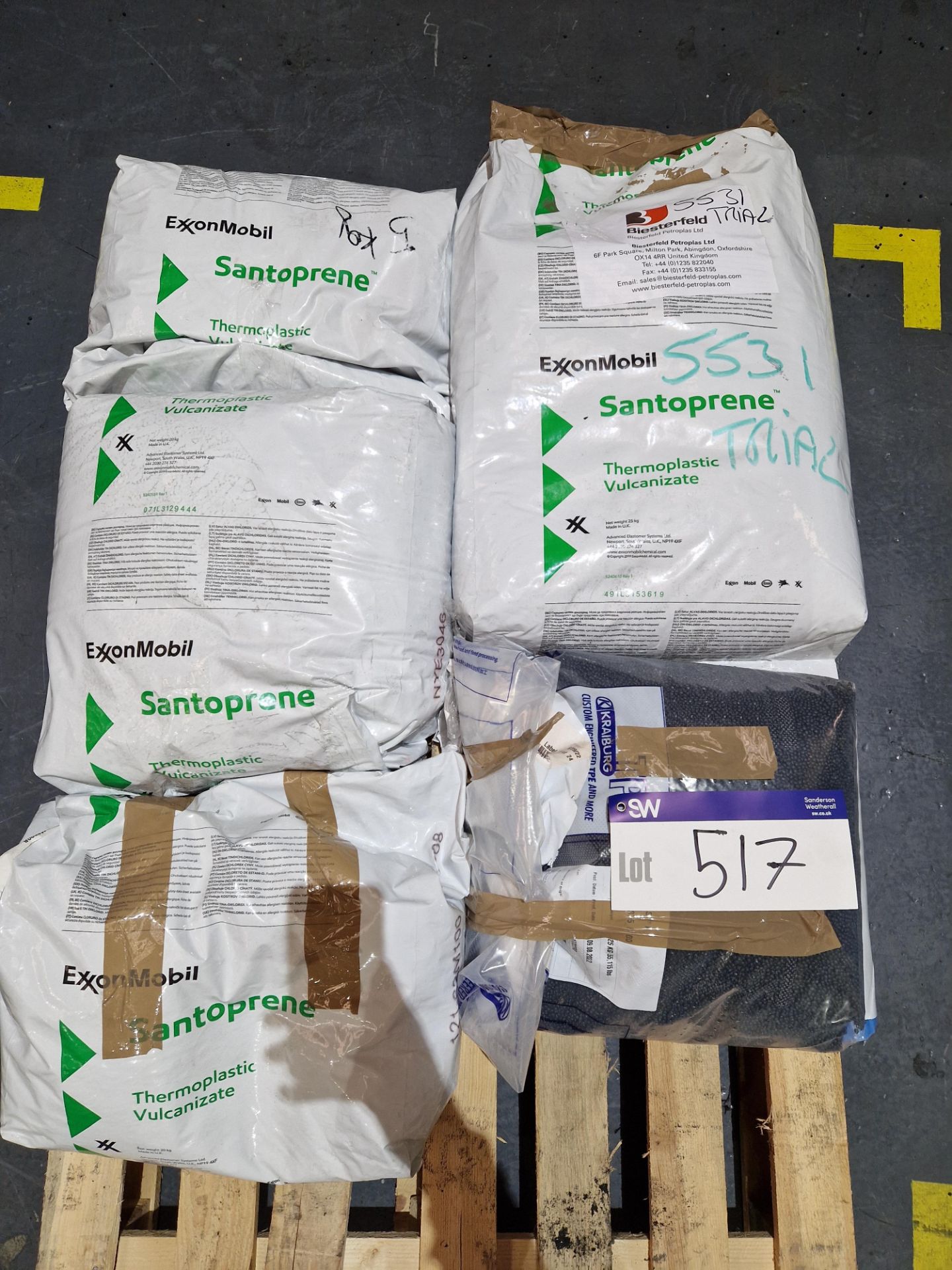 Quantity of Part Bags of Santoprene & Krailburg TPE Pellets, as set out on palletPlease read the