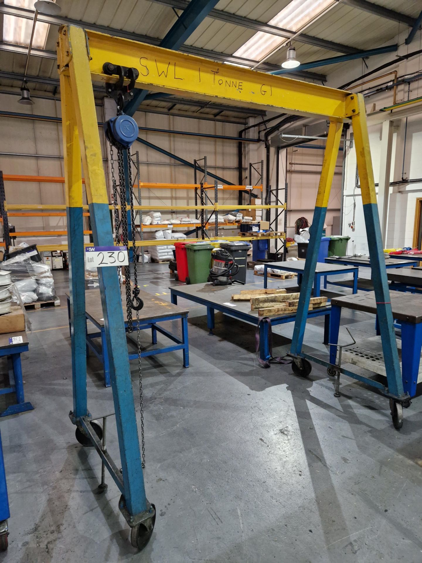Mobile Gantry with TRACTEL Tralift 1ton Lock & Tackle Hoist, Approx. 2.2m x 2.7mPlease read the