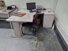 Two Canitlever Curved Desks, Cantilever Desk & 3 Drawer PedestalPlease read the following