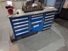 Metal 14 Drawer 1 Door Tool Cabinet & Contents, including drill bits, nuts, bolts, etcPlease read