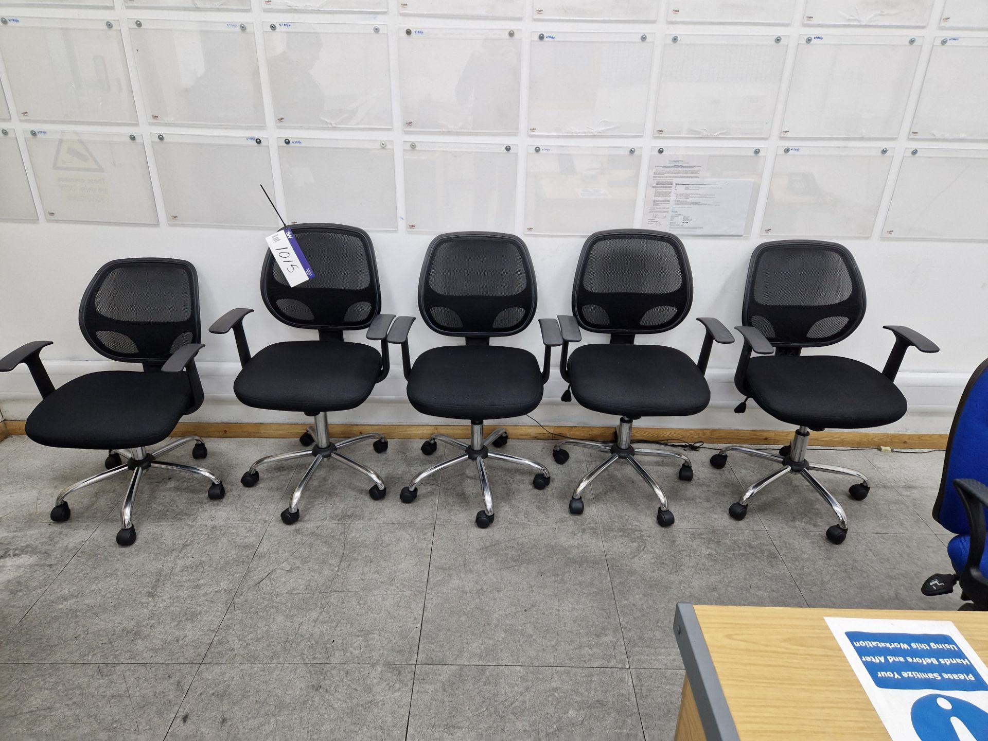Five Black Upholstered Swivel Office ChairsPlease read the following important notes:-Collections