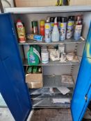 Contents to the Cupboard inc Fuel Cans , Paints & Lubricants
