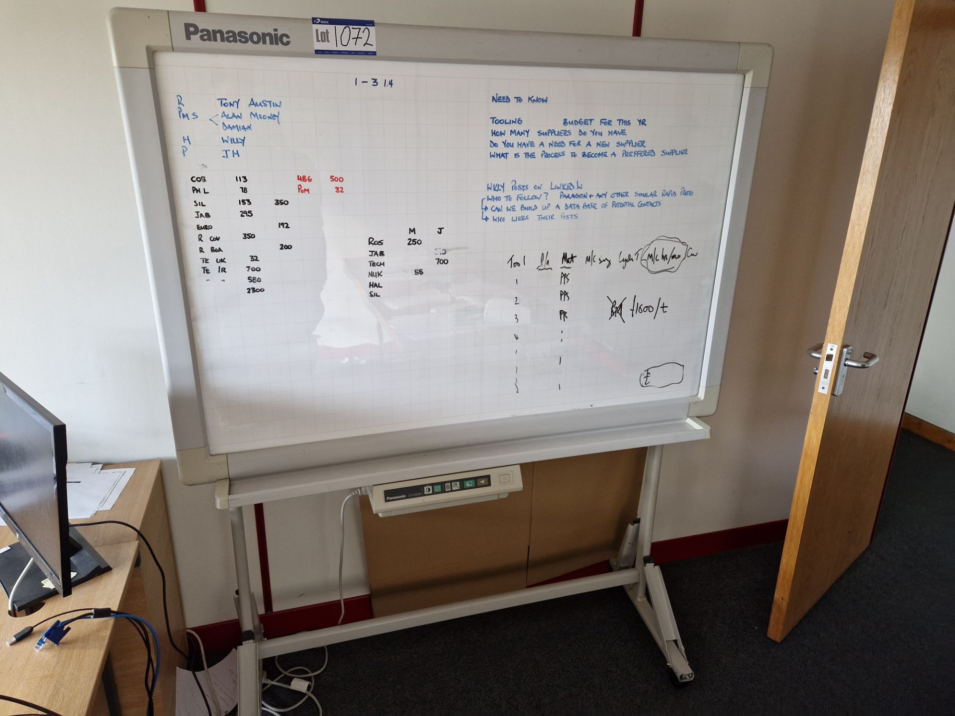 Panasonic Panaboard KX-B530 Interactive Whiteboard, on mobile standPlease read the following