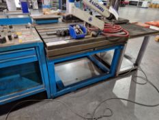 Slotted Steel Table, Approx. 1.2m x 1.2m x 0.9mPlease read the following important notes:-