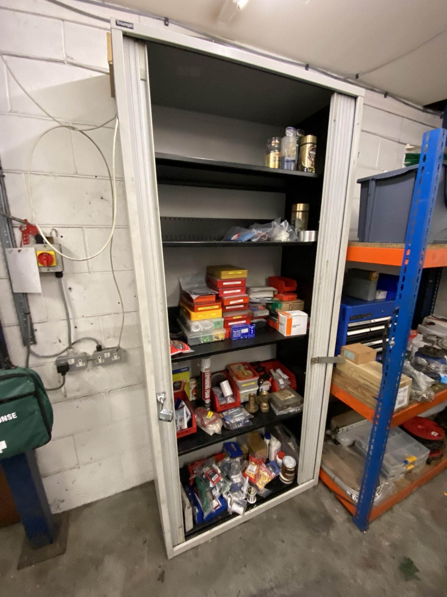 Steel Cabinet, with contents including assorted consumables Please read the following important