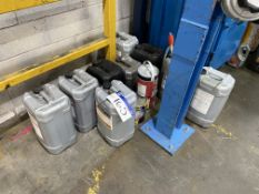 Assorted Drums of Mainly Hydraulic Oil, as set out on either side of waste balerPlease read the