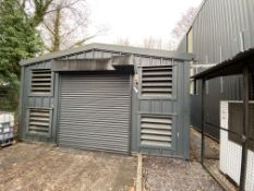 STEEL PORTAL FRAMED INK STORE BUILDING, approx. 11.8m x 5.8m x 3m (to eaves), with internal