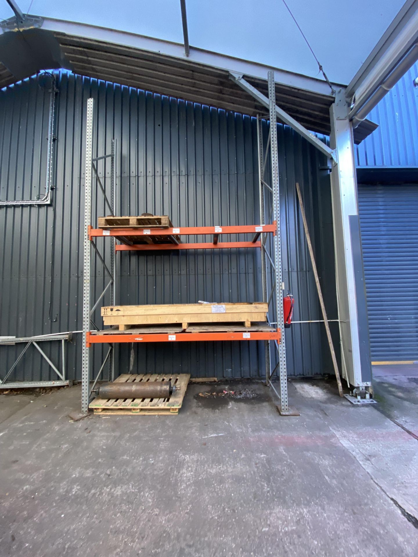 FOUR MAINLY GALVANISED STEEL PALLET RACKS, comprising three x three bay x two tier and one x - Image 3 of 5