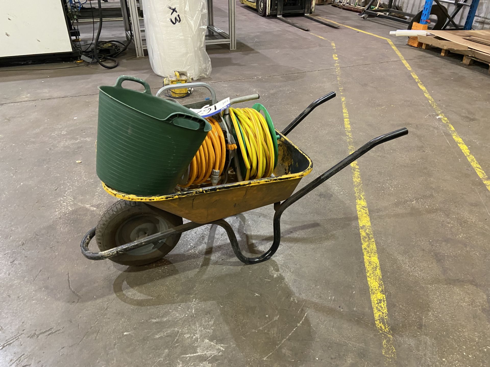 Wheelbarrow, with two hosepipes and equipment withinPlease read the following important notes:-Cable - Image 2 of 3