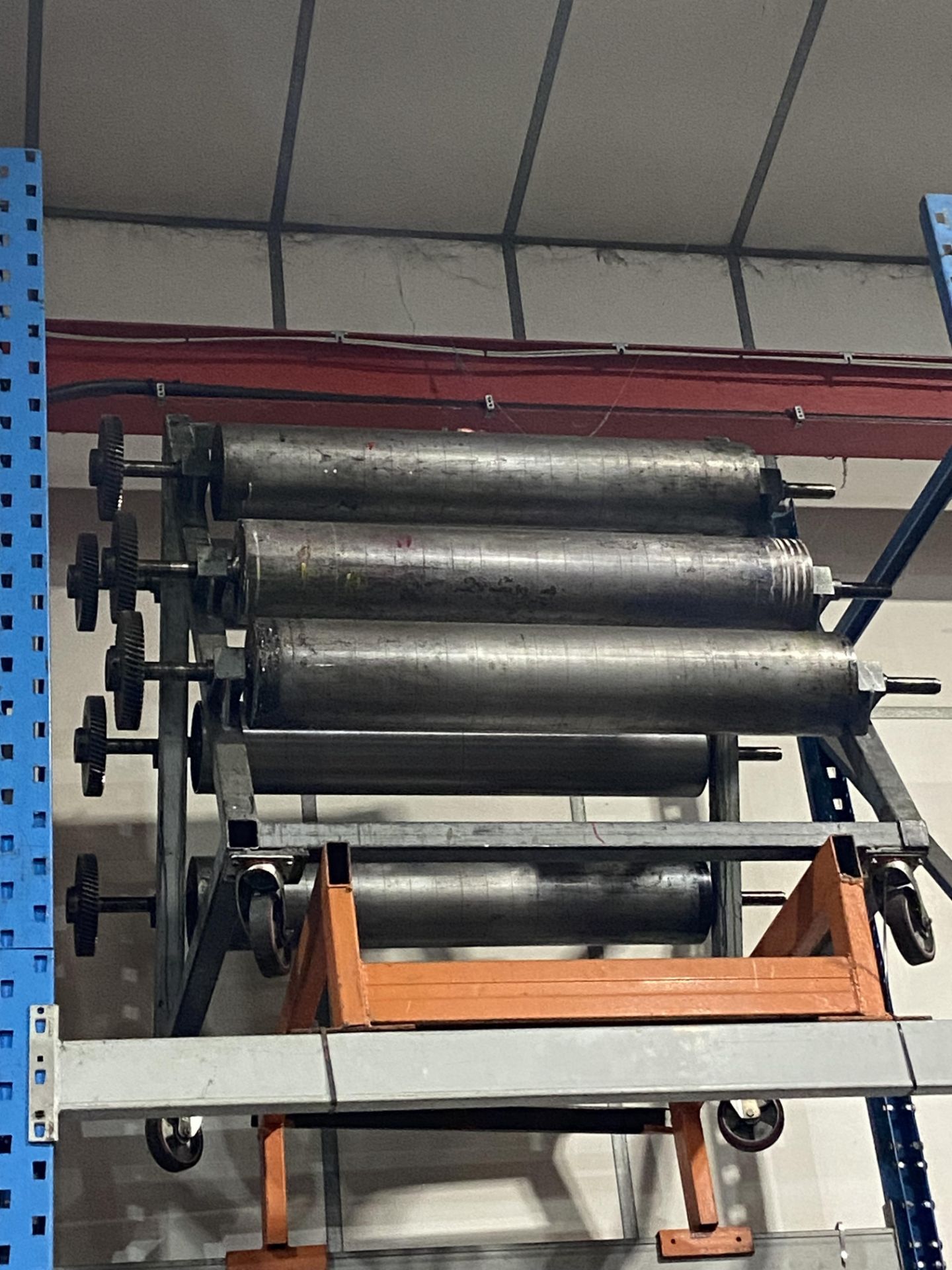 Six Print Cylinders, with mobile A-framed stand (on top of rack) (please note this lot is part of - Image 2 of 2