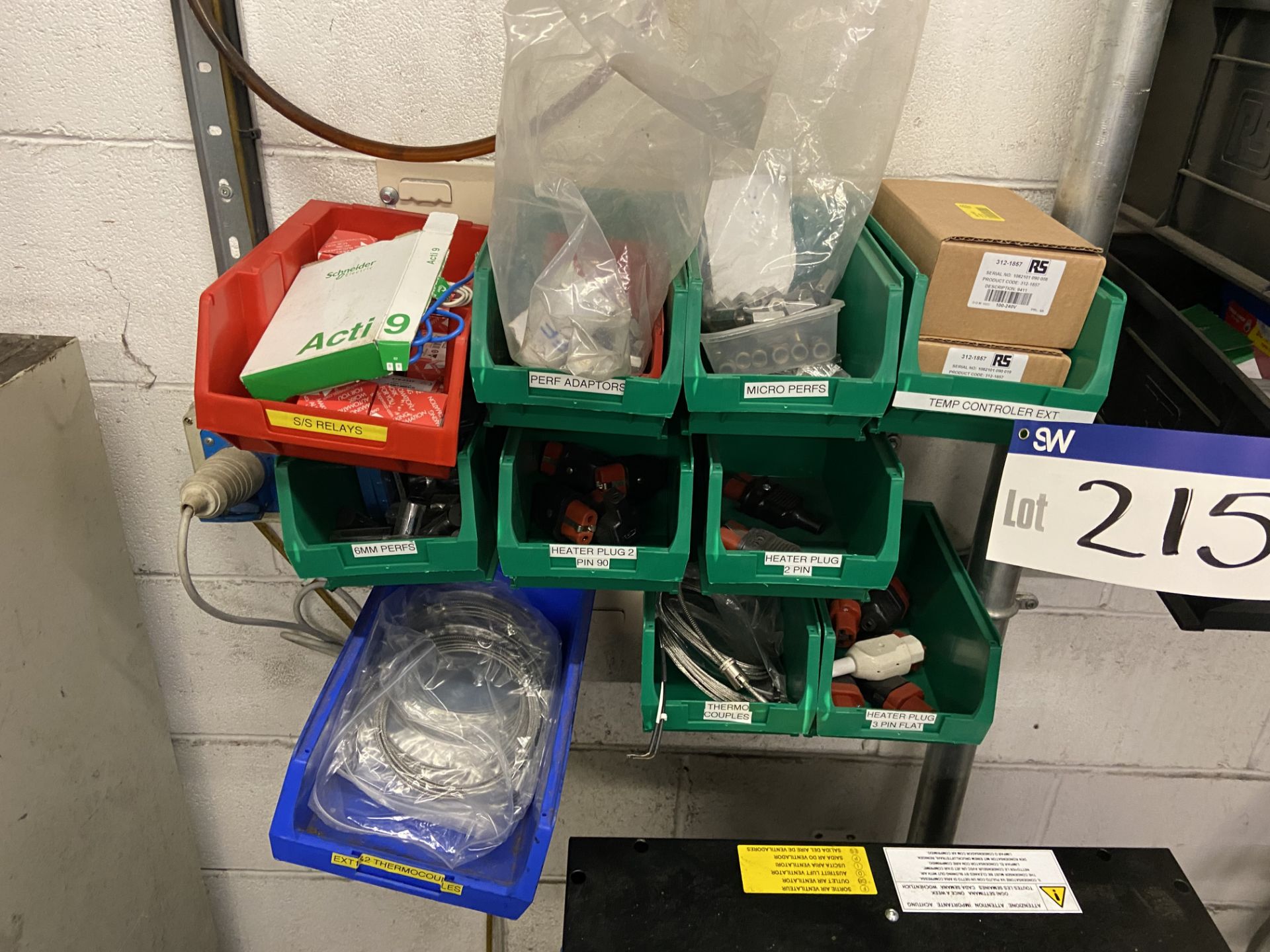 Assorted Heater Plugs, Relays, Thermocouples & Equipment, in plastic stacking bins, in one - Image 2 of 3