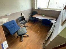 Contents of Dining Room, including two steel framed tables, seven assorted chairs and two x four