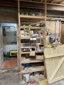 Timber Framed Six Tier Stock Rack, with contents including mainly nails and screwsPlease read the