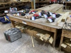 Timber Framed Workbench, approx. 2.5m x 1.3m, with timber contents (excluding power tools)Please