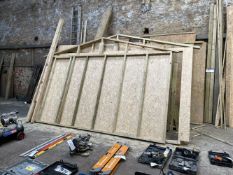 Quantity of Timber Building Panels, as set out against wall in two areas