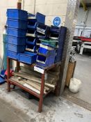 Fabricated Steel Bench, approx. 1m x 700mm, with a quantity of plastic stacking boxesPlease read the