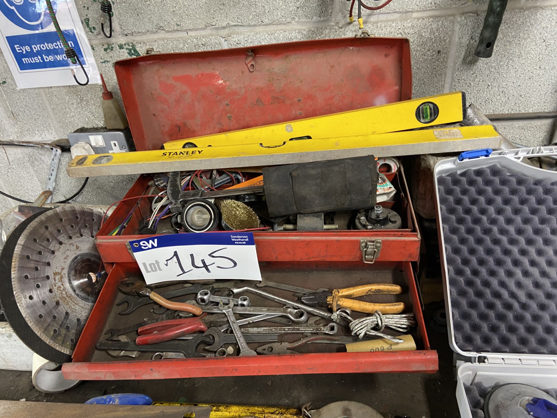 Assorted Hand Tools & Tool Box, including rivet inserters, wrenches, saws, spirit levels, hammers, - Image 4 of 4