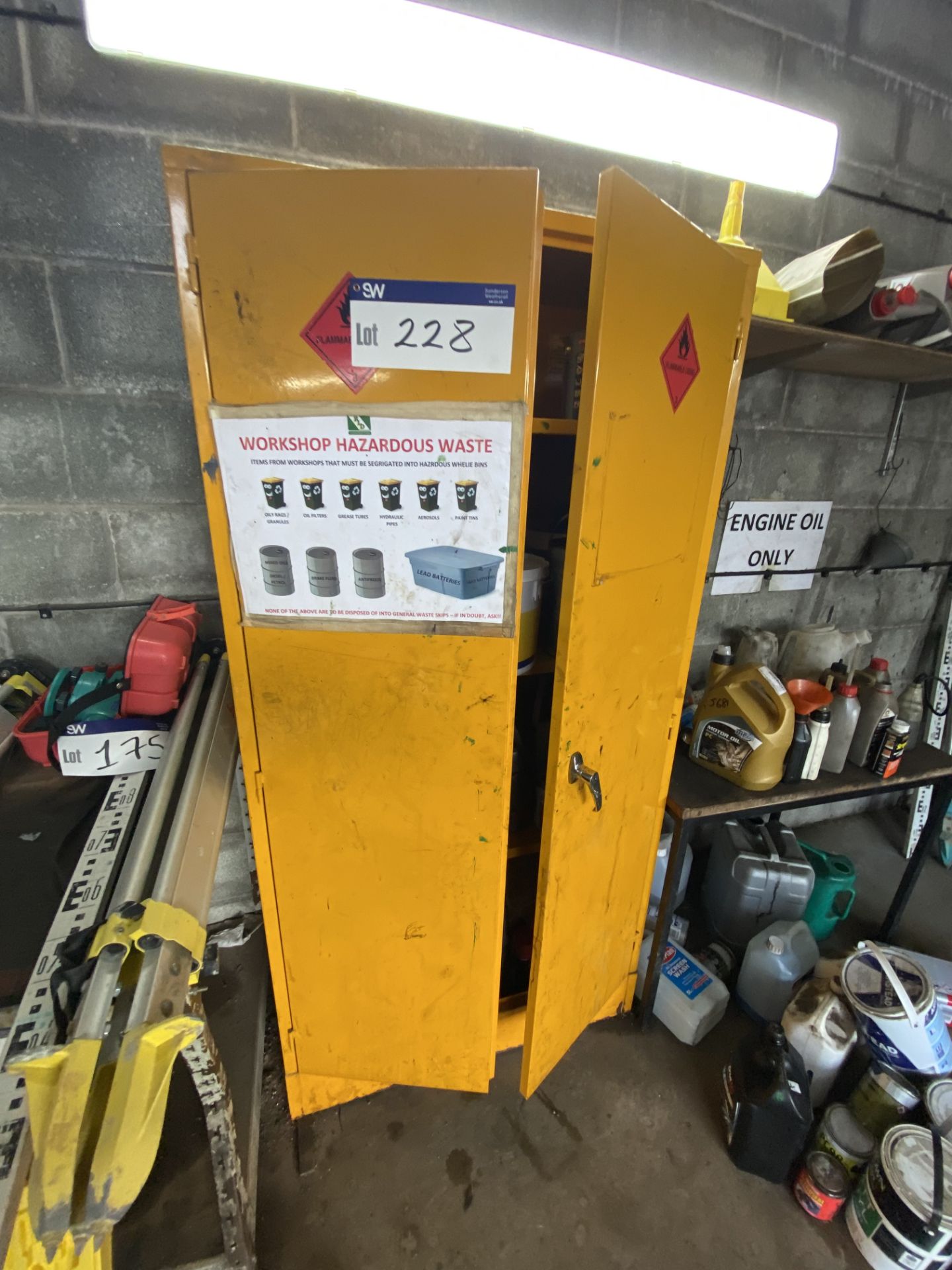 Double Door Steel Cabinet, with contents including mainly paints and glossPlease read the