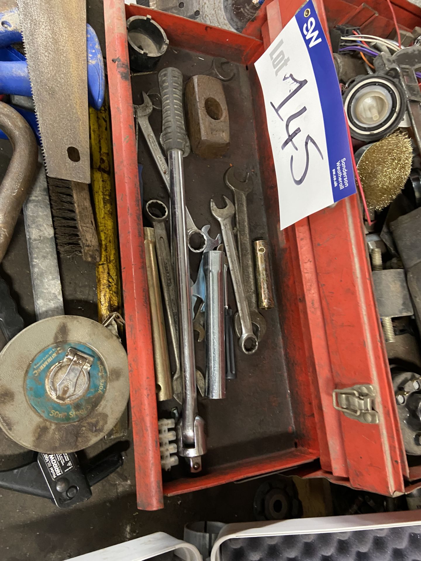 Assorted Hand Tools & Tool Box, including rivet inserters, wrenches, saws, spirit levels, hammers, - Image 3 of 4