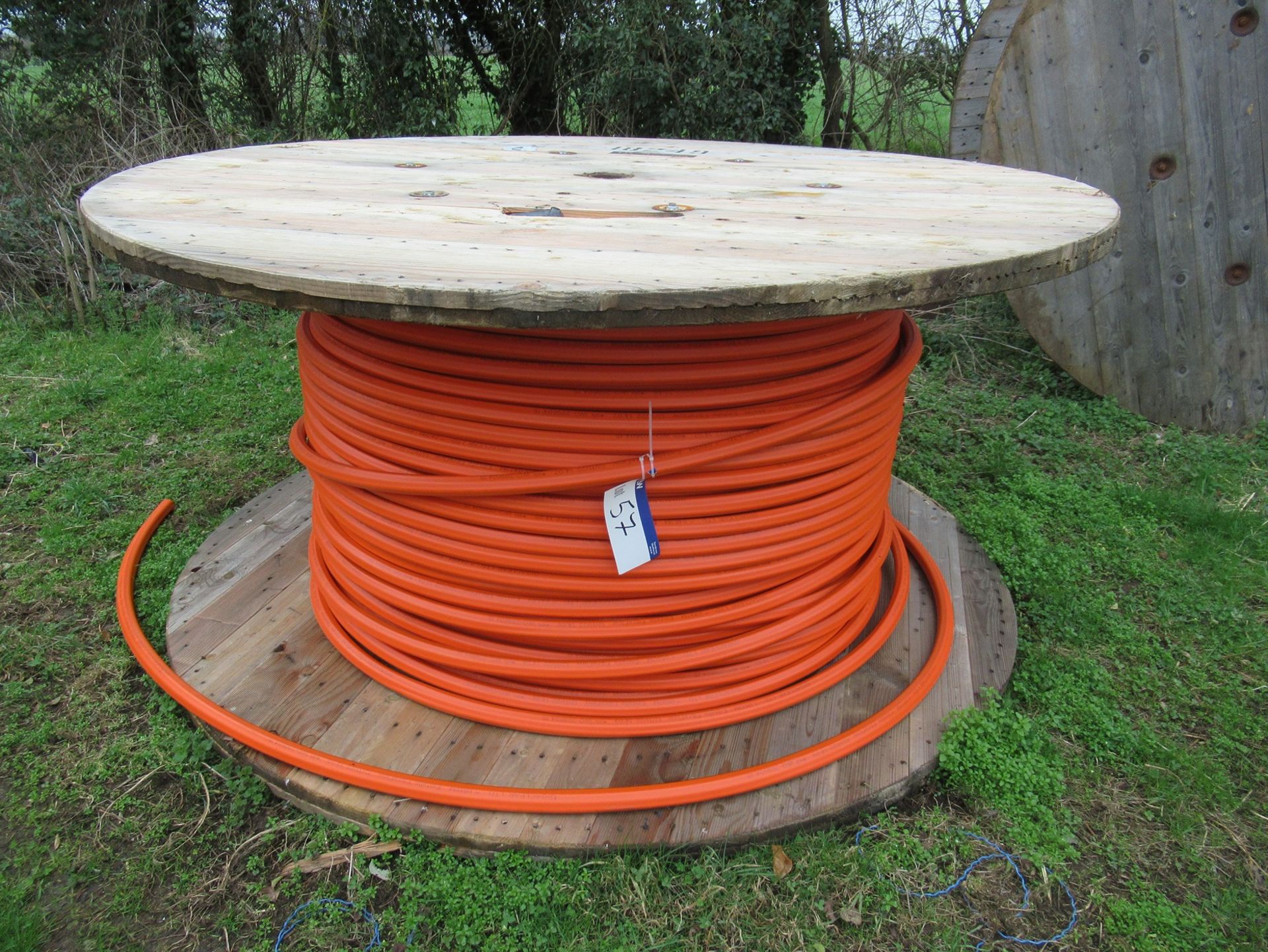 2 Drums of Partially Used Orange Multiduct, TRAILER NOT INCLUDED(Lot located at 18 Bloxham Road,