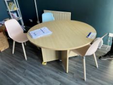 Light Oak Laminated Circular Meeting Table, with five stand chairs and flip chartPlease read the