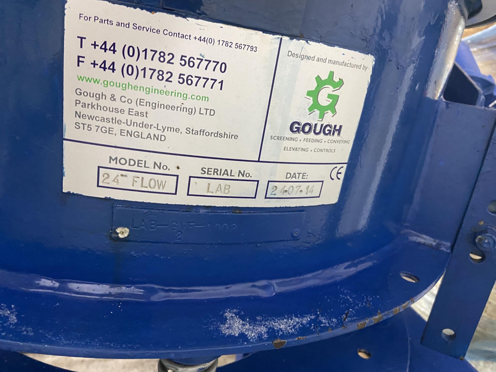 Gough 24in. Flow Vibratory Sieve, serial no. LAB, year of manufacture 2014, approx. 650mm dia., on - Image 5 of 5