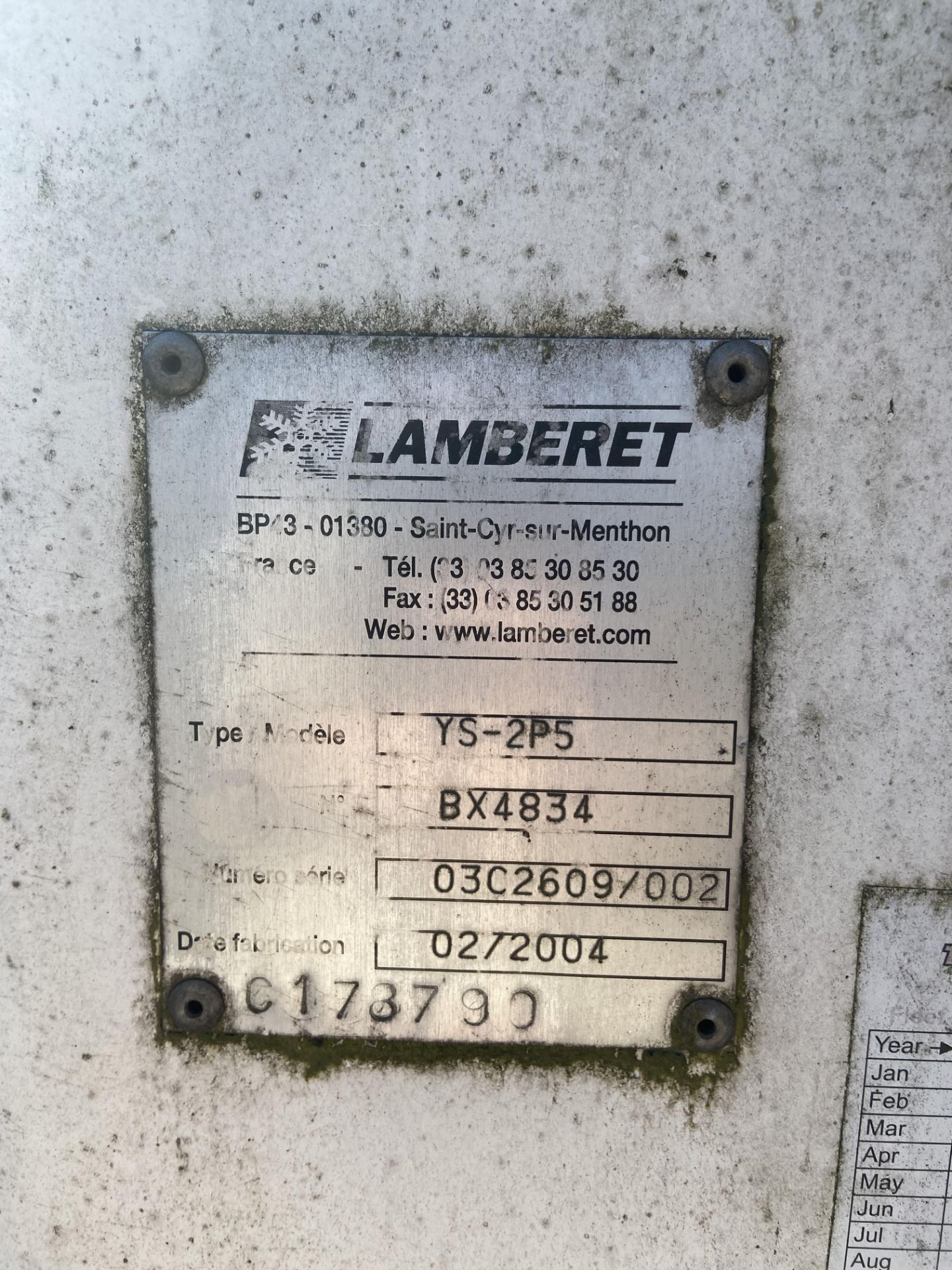 Lambert YS-2P5 38,000kg cap. 40ft Refrigerated Trailer, serial no. BX4834, VIN. 43R08324, year of - Image 8 of 9