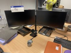 Two Asus Flat Screen Monitors, with desk arm bracket, keyboard and mousePlease read the following