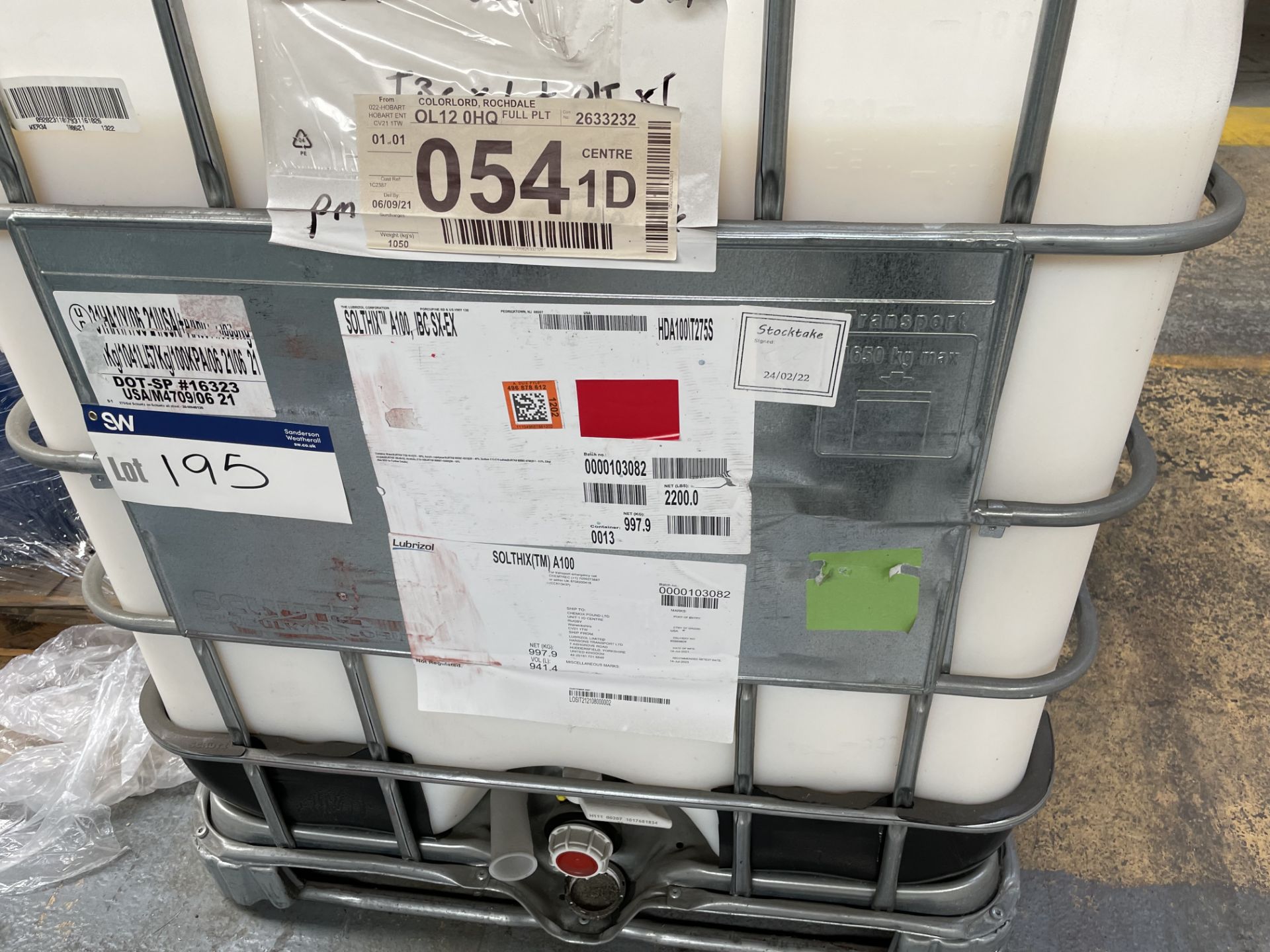 Lubrizol Solthix A100, approx. 900 litres, in IBC Please read the following important notes:- *** - Image 2 of 2