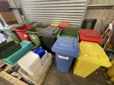 (SRL) Approx. Ten Assorted Wheely Bins, with cleaning implements (located Warehouse Clock Tower