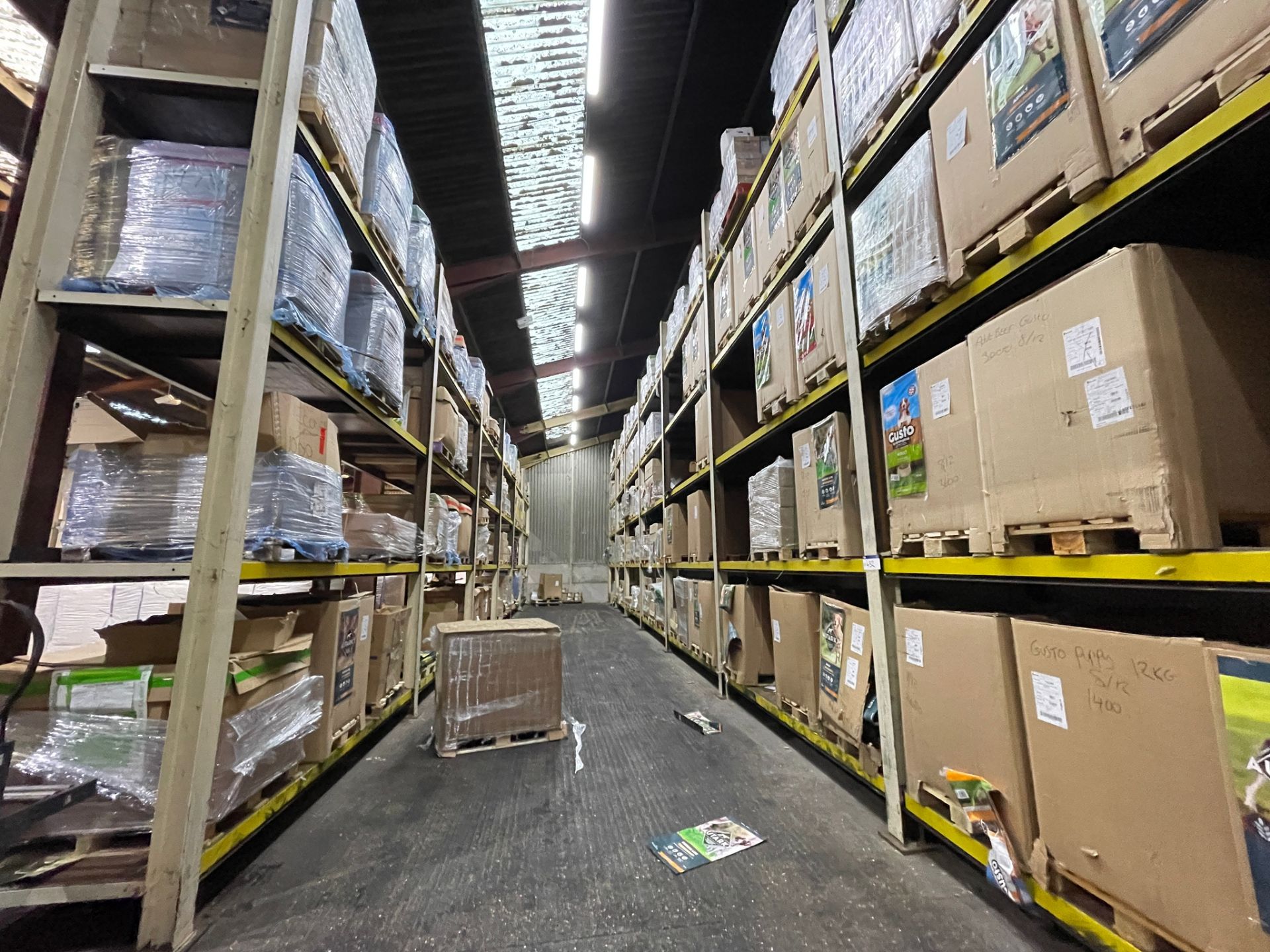 (AG-ENG) Three Heavy Duty Bolted Steel Racks, 14 bays, five/ four tier ...