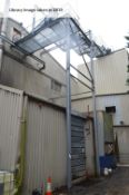 (KDM) BOLTED GALVANISED STEEL ACCESS/ CONVEYOR TOWER, approx. 10.5m high, with two RSJ supports,