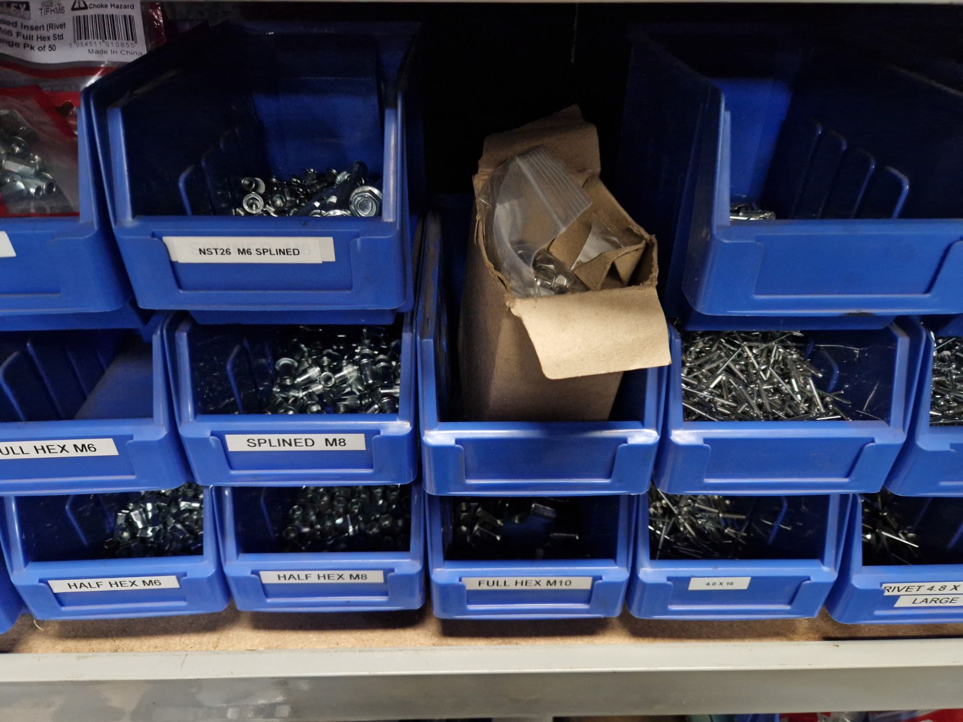 Quantity of Fixtures and Fittings, including Rivets, Pipe Joiners, Hex Nuts, Splined Nuts, - Image 5 of 6