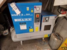 MARK MSM 7.5kw DX 200L Min Receiver Mounted Rotary Screw Air Compressor c/w Air Drier, Serial No