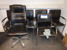 5 Black Leather Chrome Framed Chairs & Swivel Arm ChairPlease read the following important
