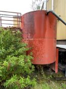 Steel Tank, approx. 2.5m dia. x 4m deep overall, with steel access ladder and platform (note –