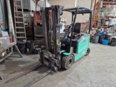 MITSUBISHI FB25N Edia 25 2.5T Electric Fork Lift Truck, Serial no. EFB08F 50550, Max Mast Height