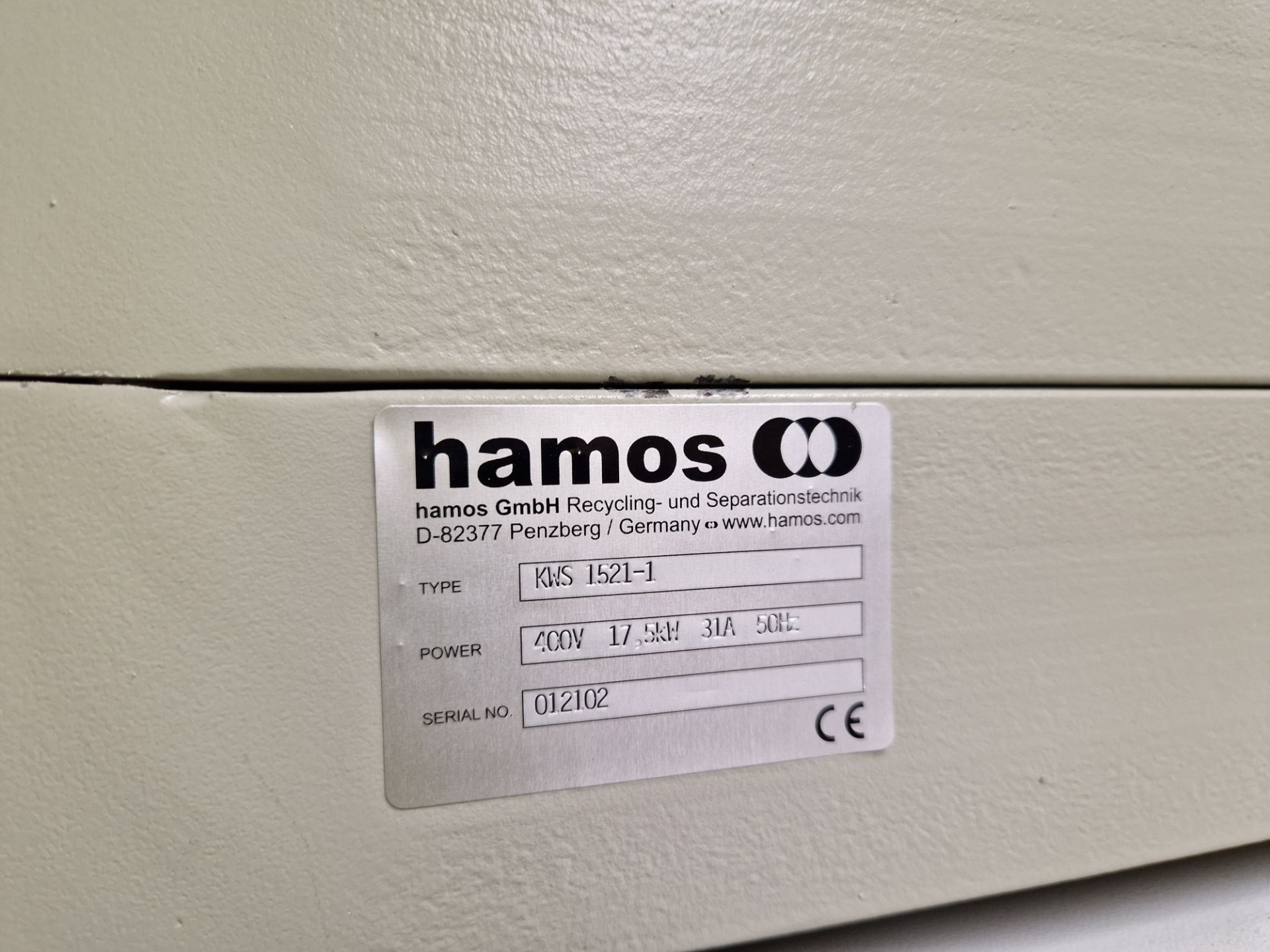 HAMOS KWS 1521-1 Electrostatic Separator , Serial no. 012102, YoM 2021, Working Hours 4039, with - Image 6 of 15