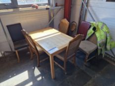 Furniture Contents to Room, including Wooden Table, Wooden Mesh Back Chairs, Leatherette Chairs, Two