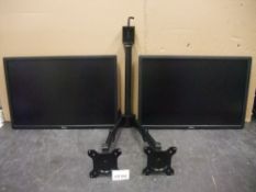 Two Dell U2412 24in. Monitors, with twin deskmount monitor armsPlease read the following important