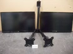 Two LG 24UD58-B 24in. Monitors, with twin deskmount monitor armsPlease read the following