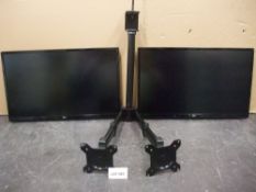 Two LG 24UD58-B 24in. Monitors, with twin deskmount monitor armsPlease read the following