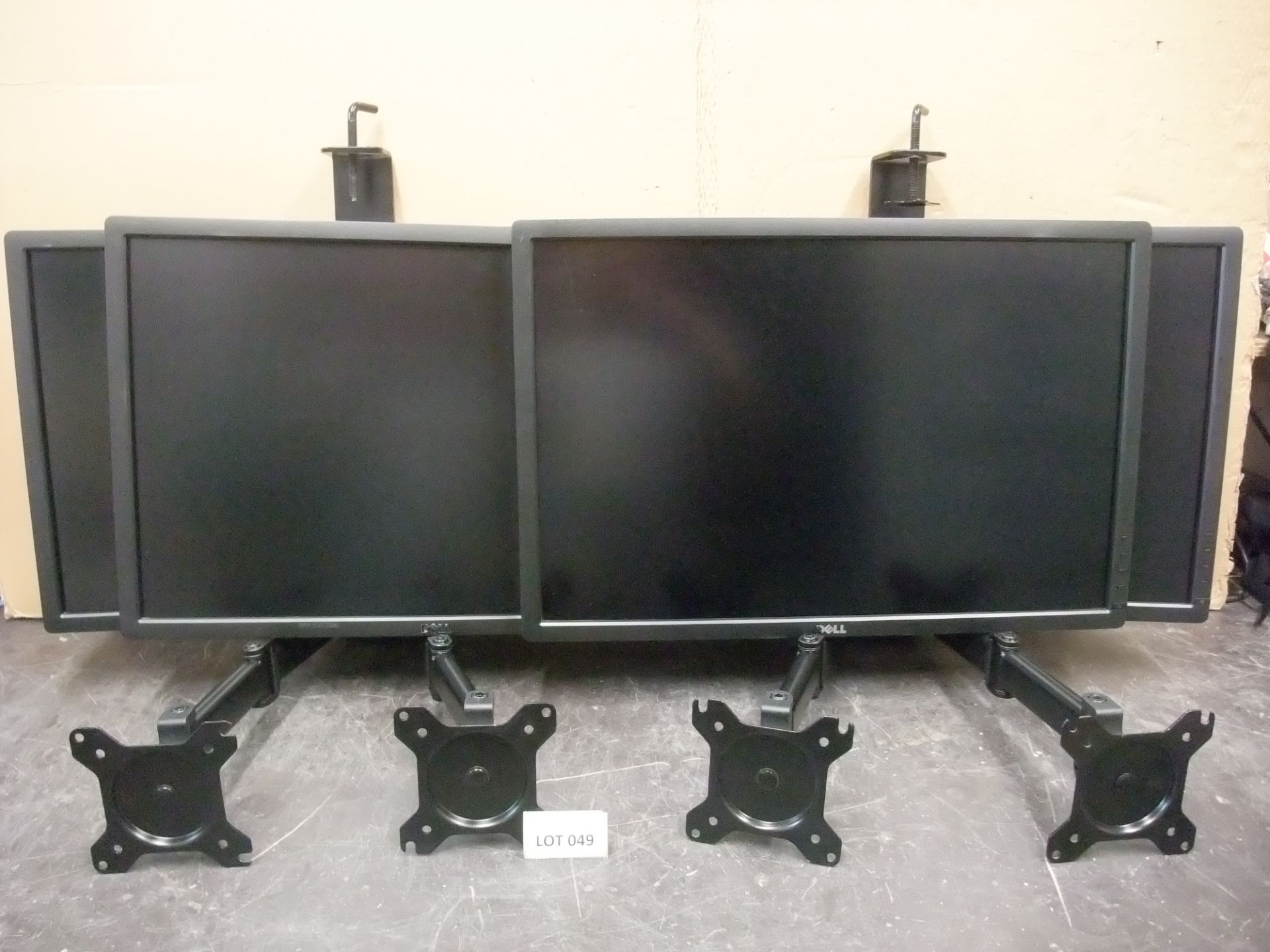 Four Dell U2412 24in. Monitors, with two twin deskmount monitor armsPlease read the following