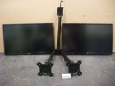 Two LG 24UD58-B 24in. Monitors, with twin deskmount monitor armsPlease read the following