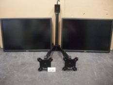 Two Dell U2412 24in. Monitors with twin deskmount monitor armsPlease read the following important