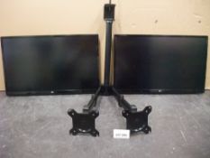 Two LG 24UD58-B 24in. monitors with twin deskmount monitor armsPlease read the following important