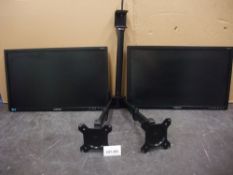 Two Samsung S23C650D 23in. Monitors with twin deskmount monitor armsPlease read the following