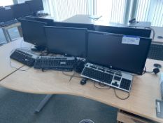 Six HP Flat Screen Monitors, with six keyboards and six mice, Lots Located Caledonia House, 5