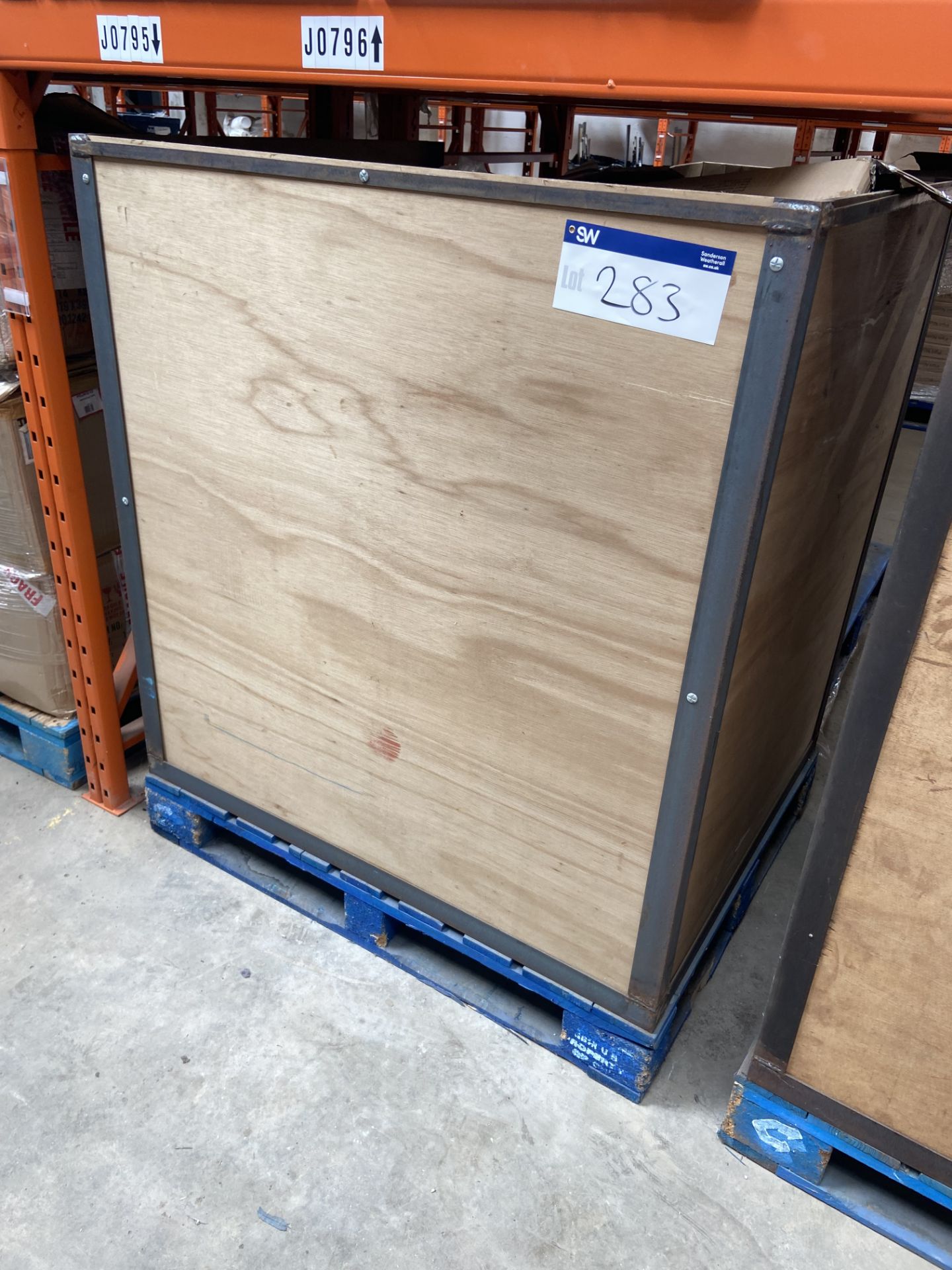 Steel Framed Packing Box, with contents of empty cardboard boxes (J0795), Lot located 33-37 Carron