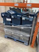 Assorted Electrical Wiring & Junction Boxes, in plastic totes on pallet (E0522), Lot located 33-37